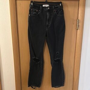 Abercrombie & Fitch Women’s The Ankle Straight Ultra High Rise Jeans Black 24/00